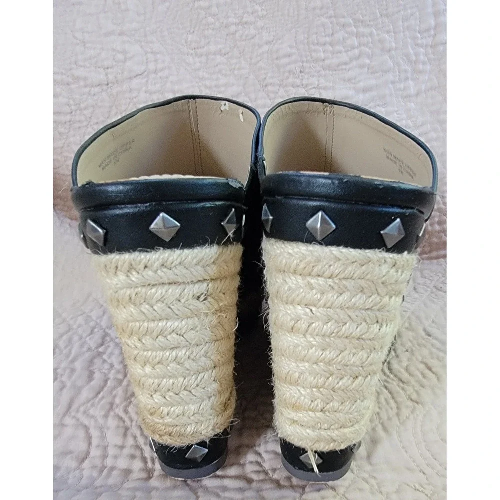Charles by Charles David Womens Black Studded Espadrille Wedge Mule Sandals 10